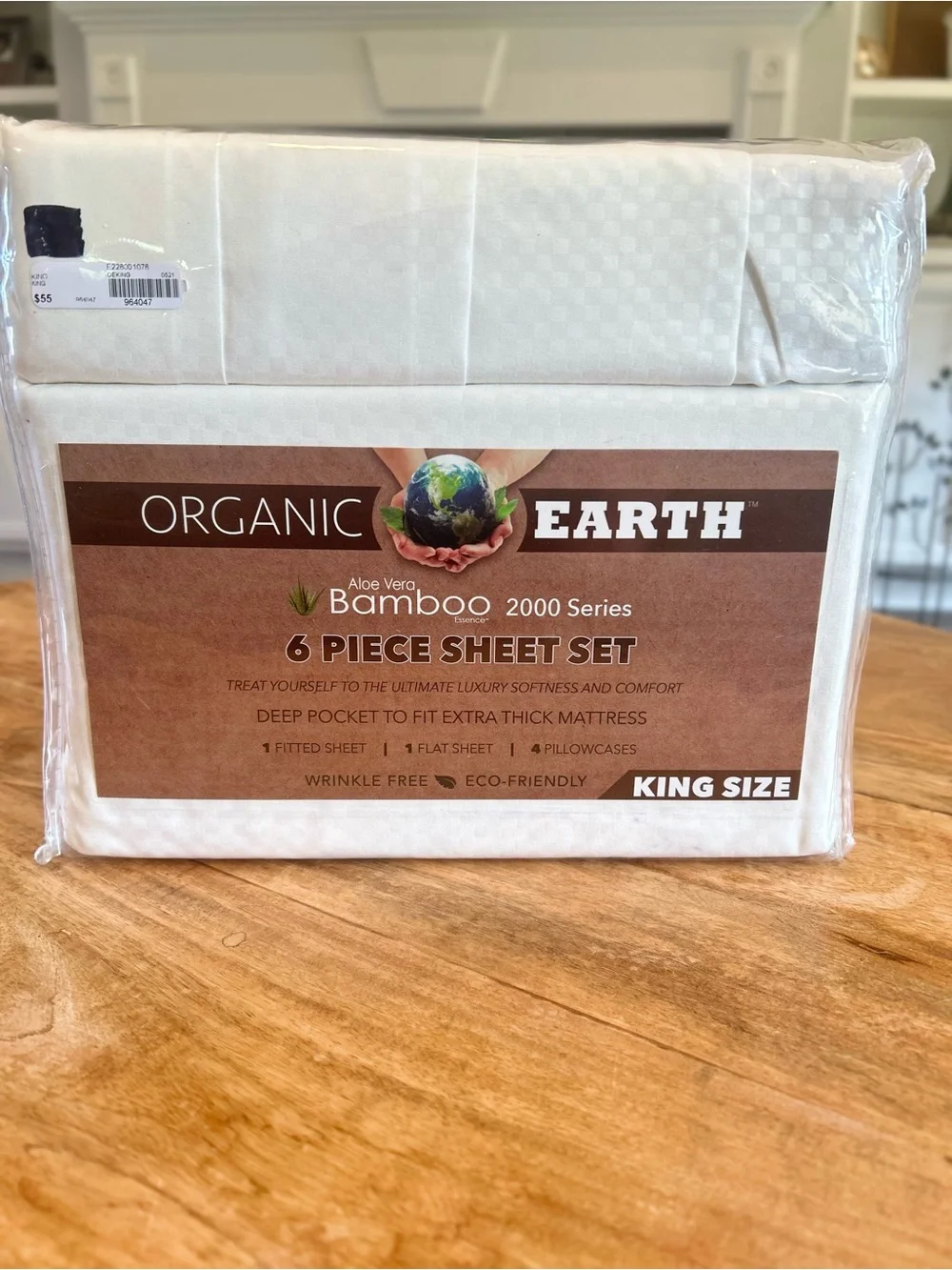 Earth Organic Aloe Vera Bamboo 2000 Series KING SIZE 6-Piece Sheet Set - CREAM